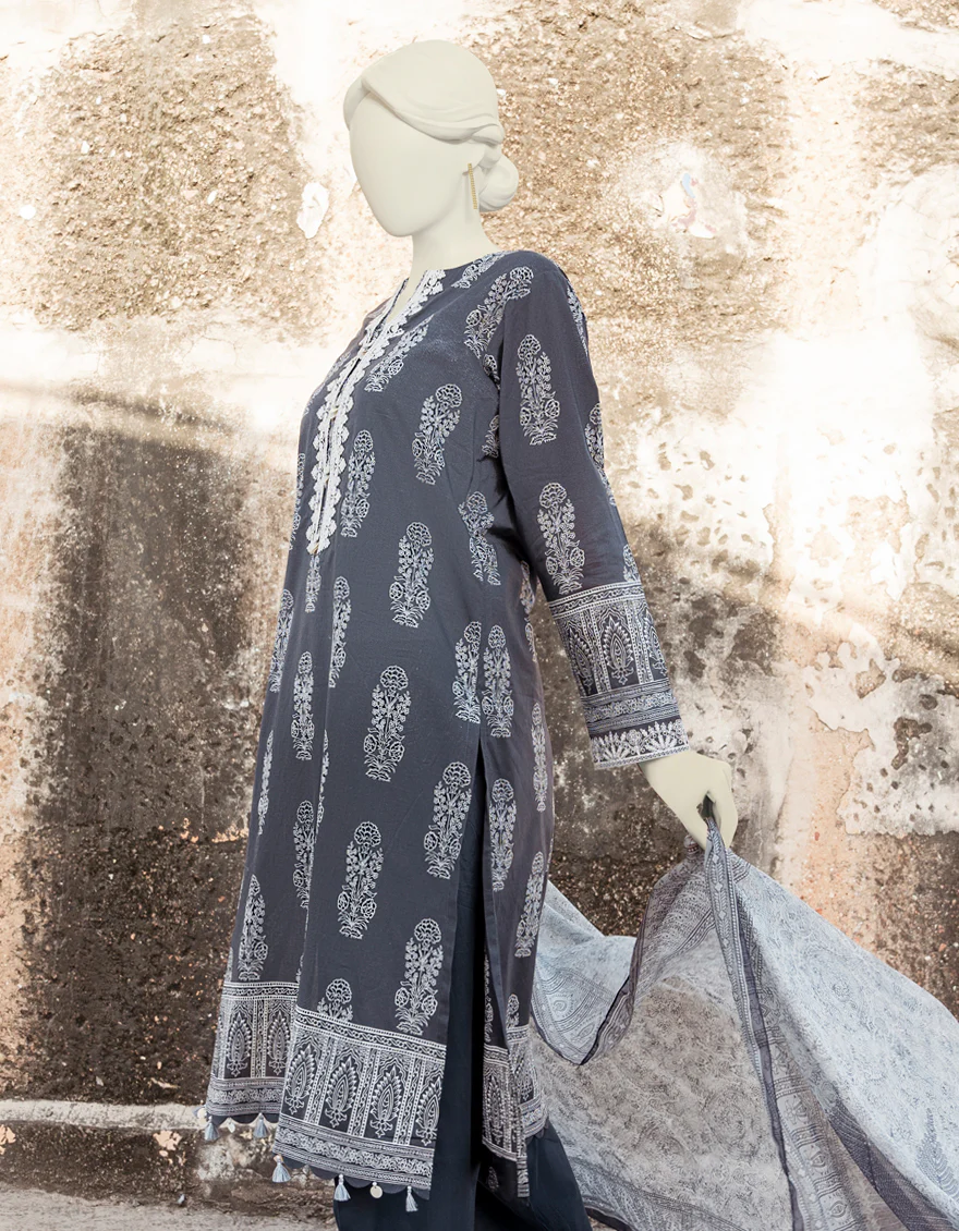 GREY LAWN 3PC UNSTITCHED | JLAWN-S-US-23-205 MIRAN - Image 4