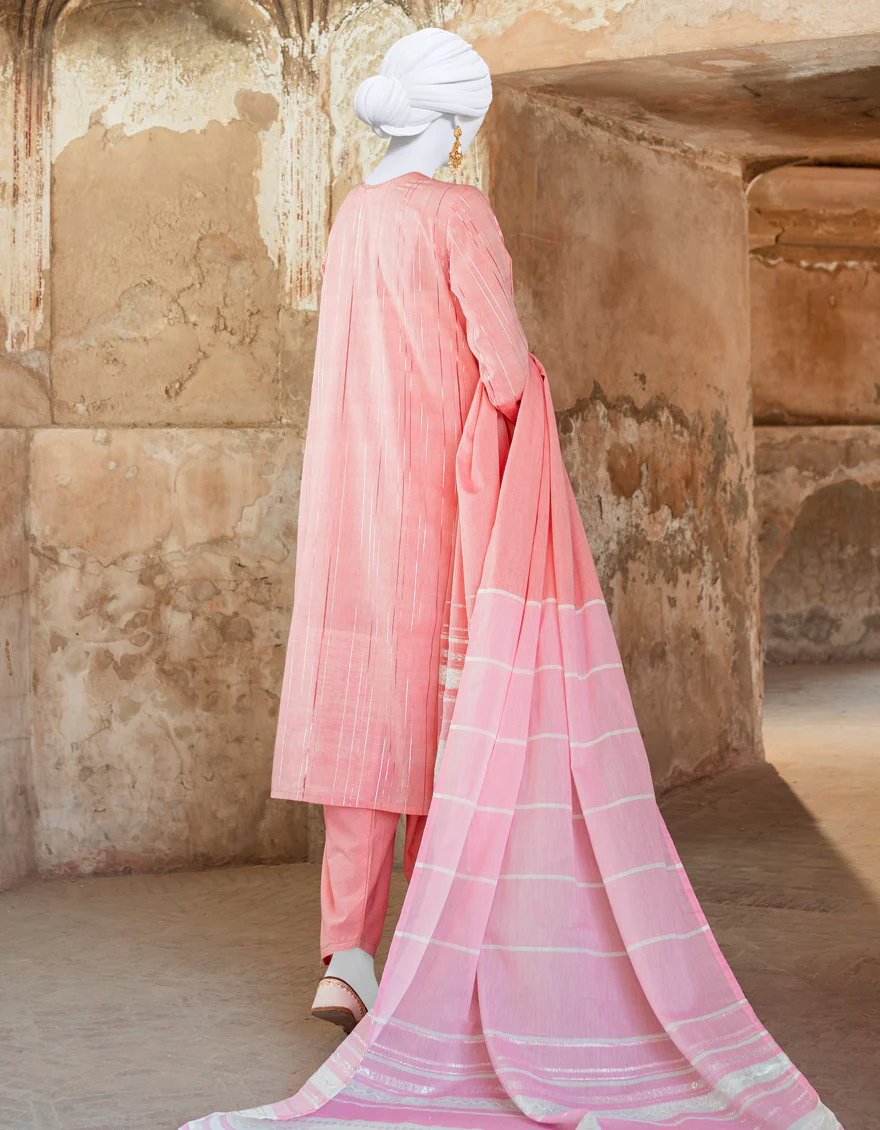 PINK JACQUARD 3PC UNSTITCHED | JLAWN-S-US-23-223 KHEPRI - Image 2