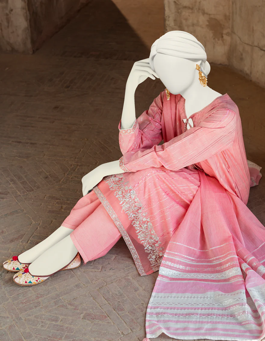 PINK JACQUARD 3PC UNSTITCHED | JLAWN-S-US-23-223 KHEPRI - Image 4