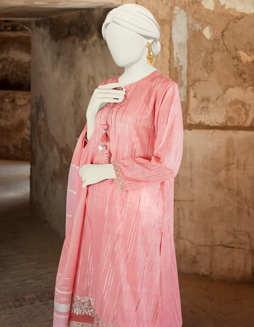 PINK JACQUARD 3PC UNSTITCHED | JLAWN-S-US-23-223 KHEPRI - Image 5