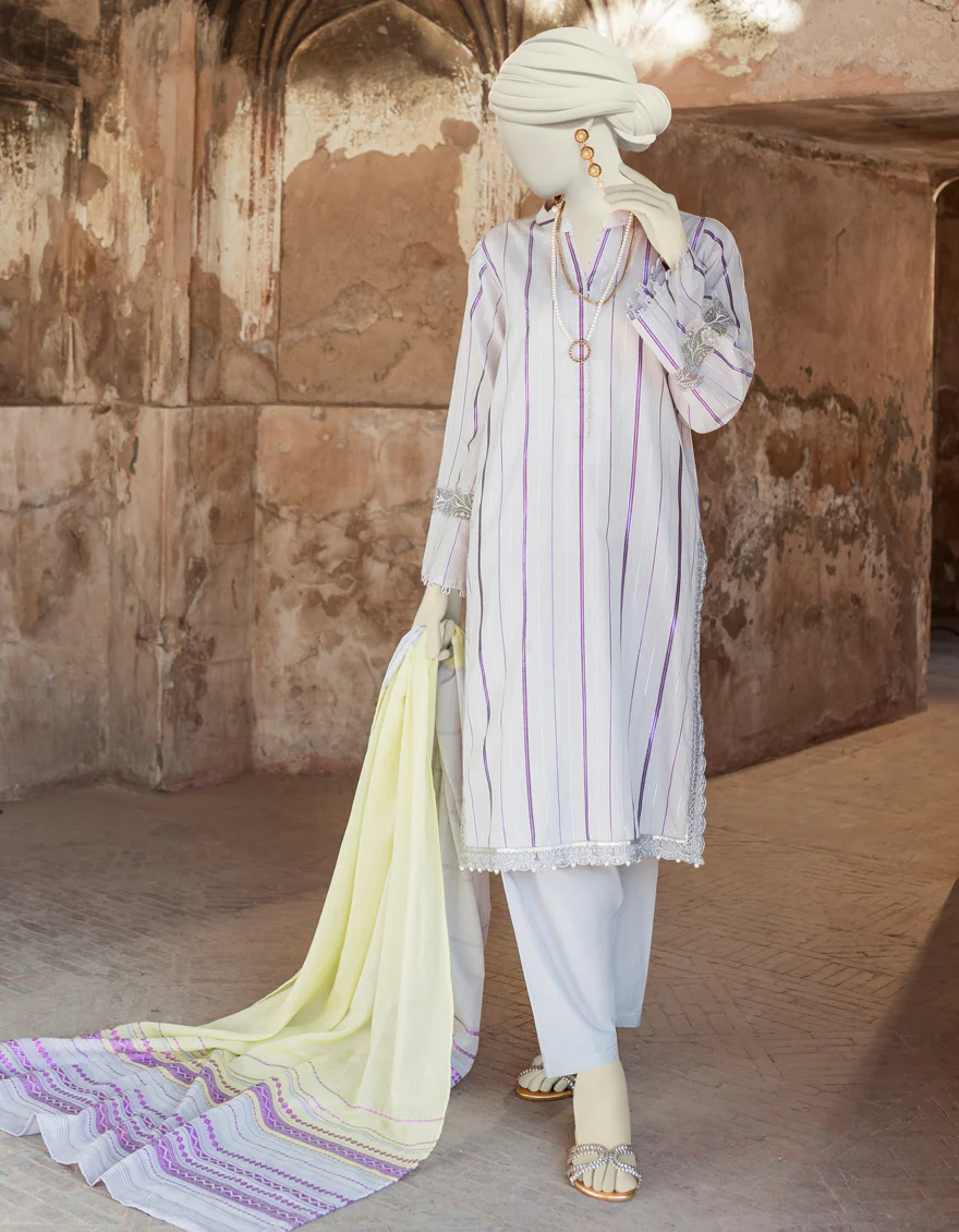 PURPLE JACQUARD 3PC UNSTITCHED | JLAWN-S-US-23-224 NAVNET