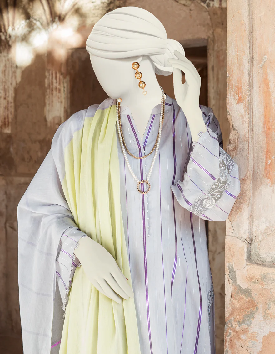PURPLE JACQUARD 3PC UNSTITCHED | JLAWN-S-US-23-224 NAVNET - Image 3