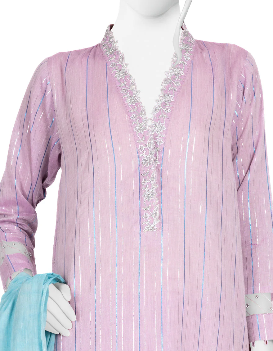 PURPLE JACQUARD 3PC STITCHED | JLAWN-S-US-23-225/S KHONS - Image 3