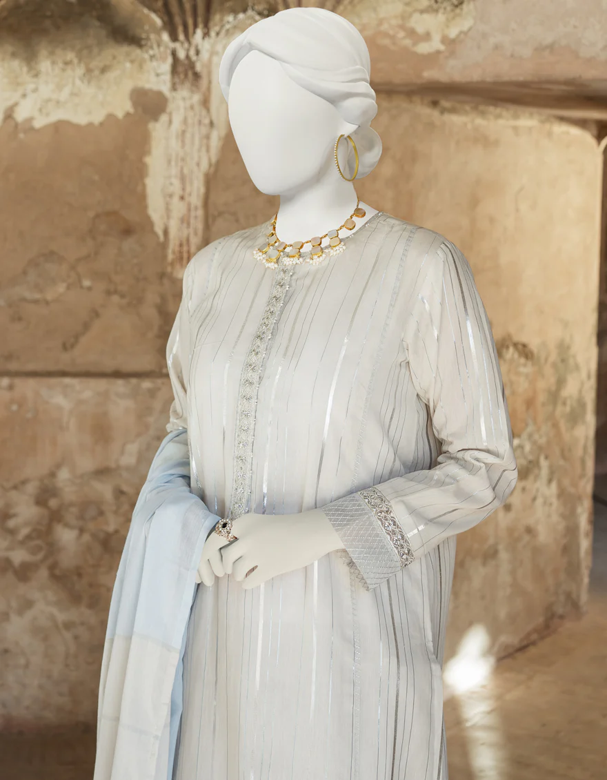 GREY JACQUARD 3PC UNSTITCHED | JLAWN-S-US-23-227 MASIKA - Image 3