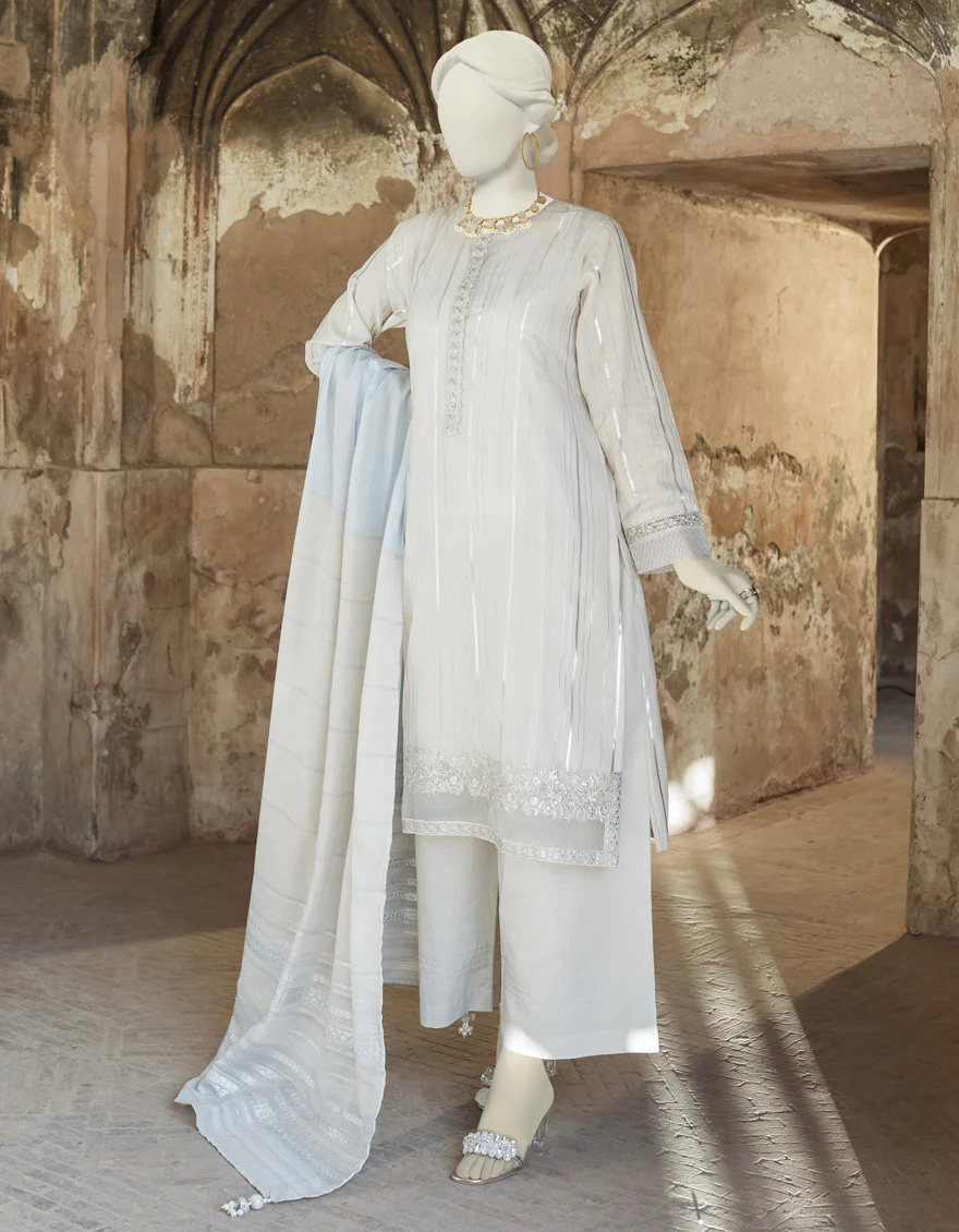 GREY JACQUARD 3PC UNSTITCHED | JLAWN-S-US-23-227 MASIKA - Image 4