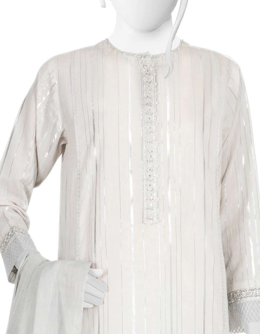 GREY JACQUARD 3PC STITCHED | JLAWN-S-US-23-227/S MASIKA - Image 3