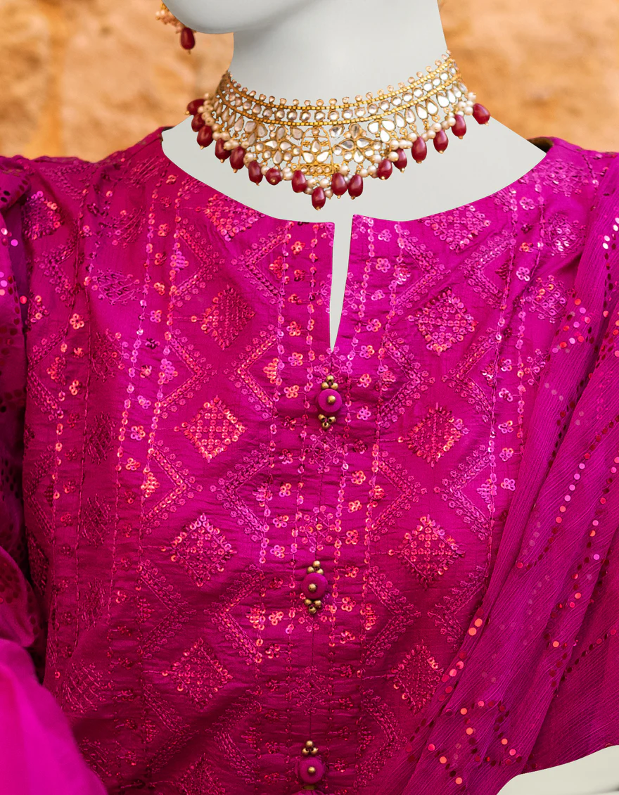 MAGENTA RAW SILK 3PC UNSTITCHED | JLAWN-S-US-23-229 MAJENTA - Image 3