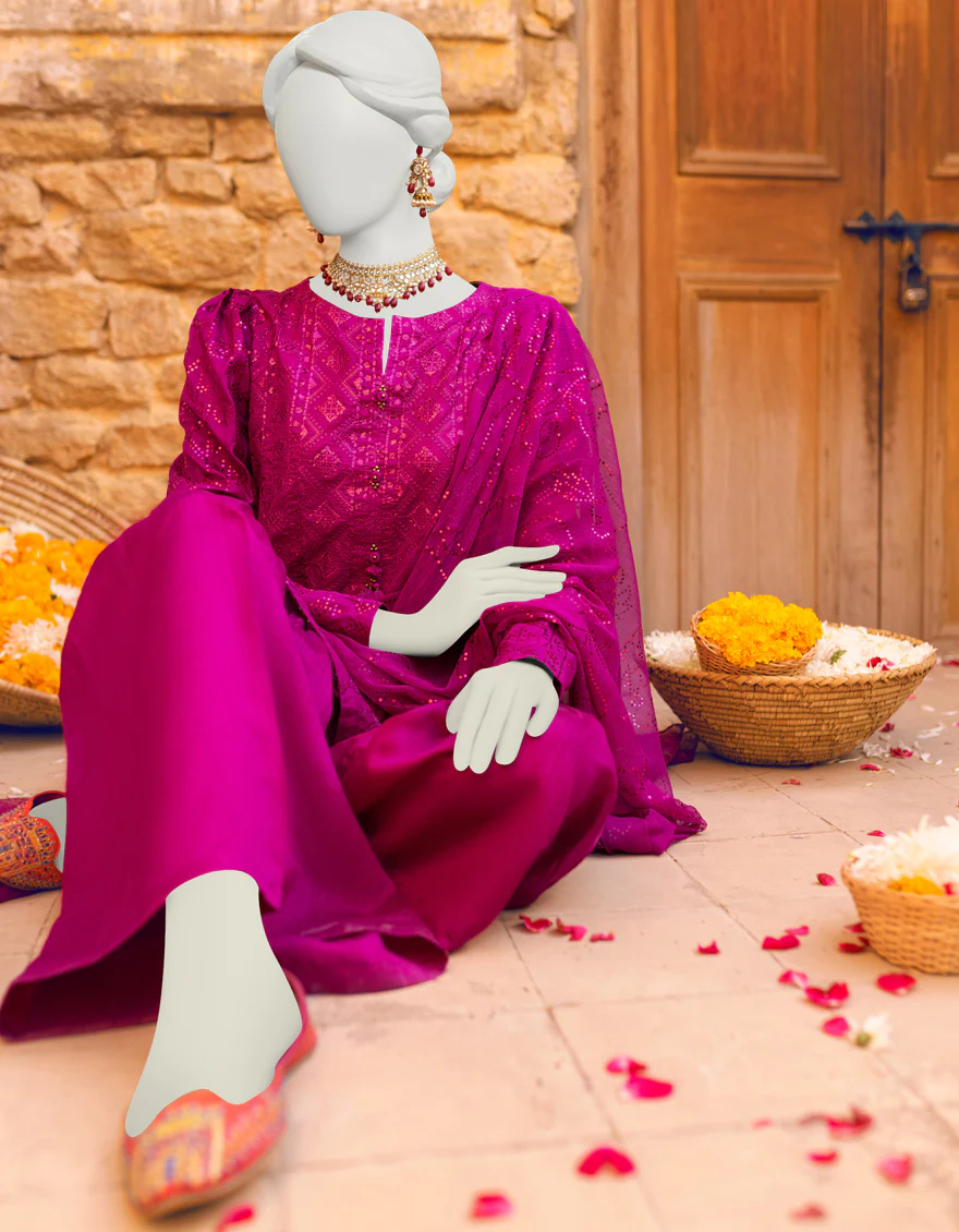 MAGENTA RAW SILK 3PC UNSTITCHED | JLAWN-S-US-23-229 MAJENTA - Image 4