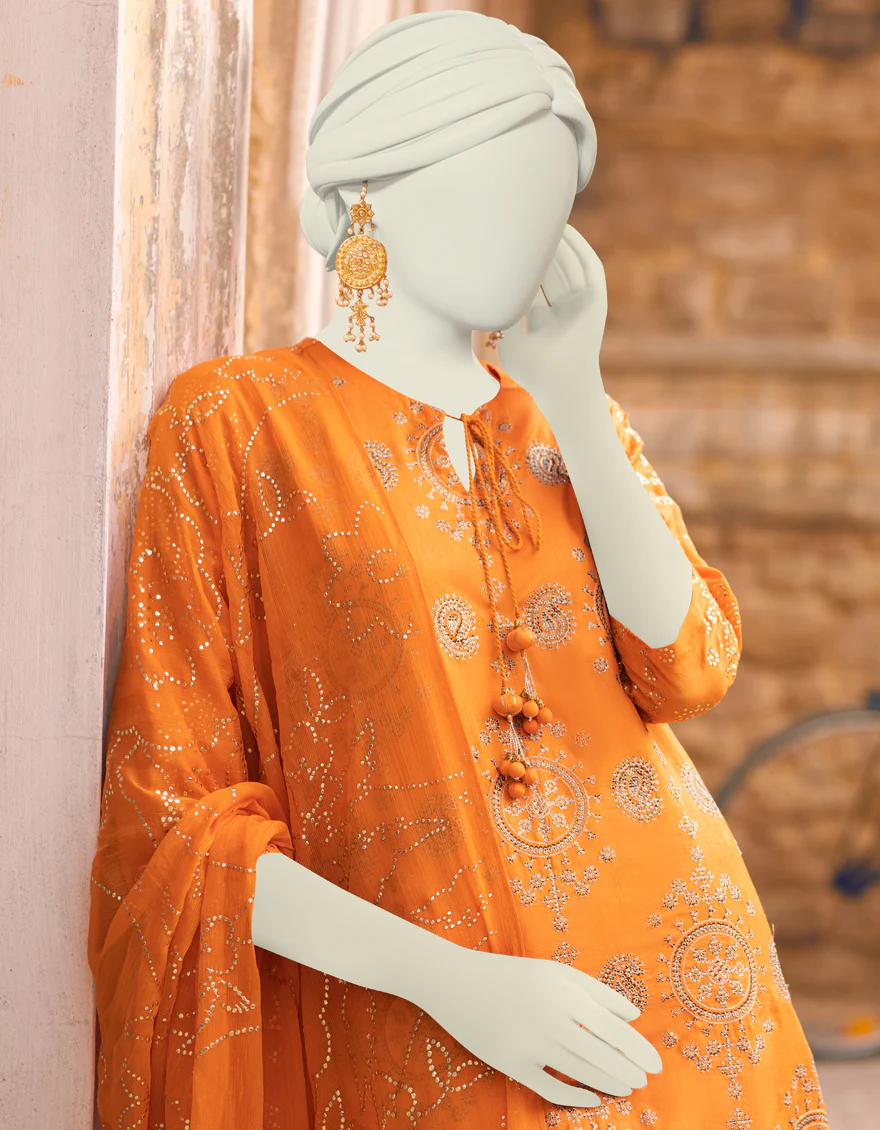 ORANGE LAWN 3PC UNSTITCHED | JLAWN-S-US-23-230 ORANGE - Image 3