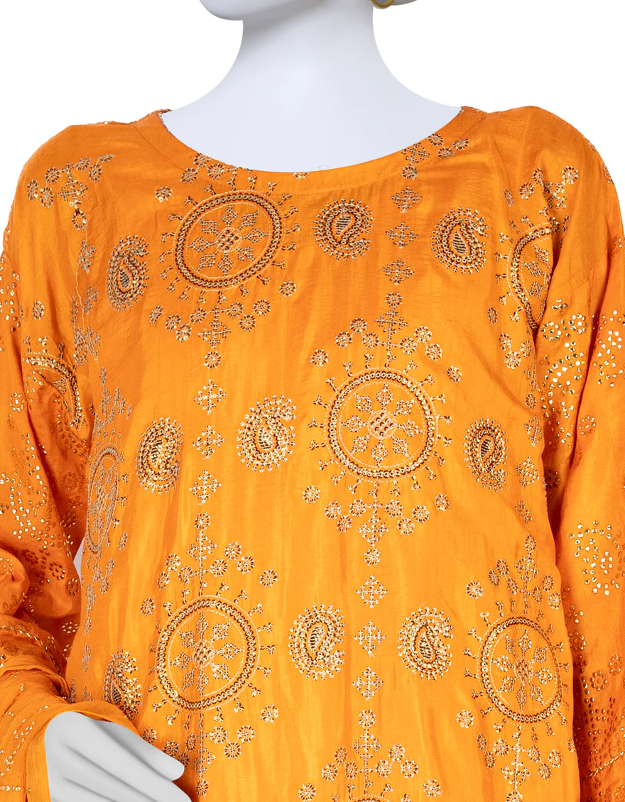 ORANGE RAW SILK 3PC STITCHED | JLAWN-S-US-23-230/S ORANGE - Image 2