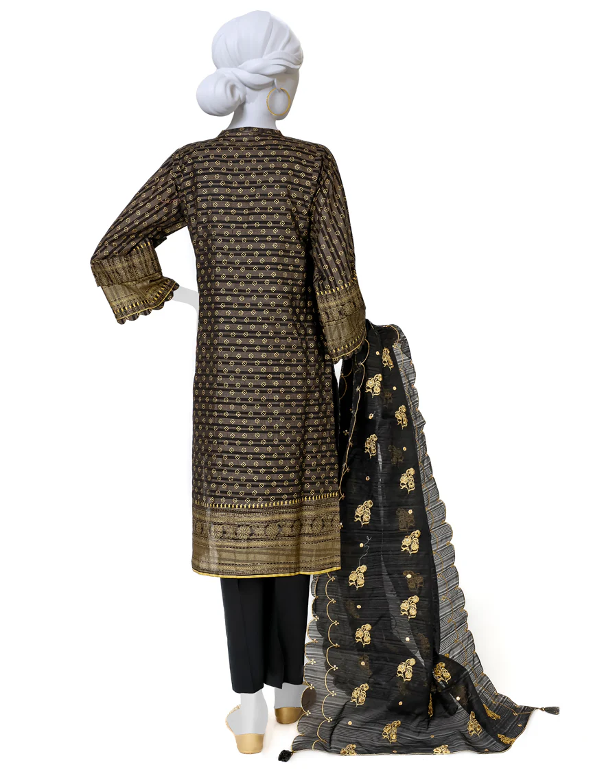 BLACK LAWN 3PC STITCHED | JLAWN-S-US-23-237/S SURGUR - Image 2