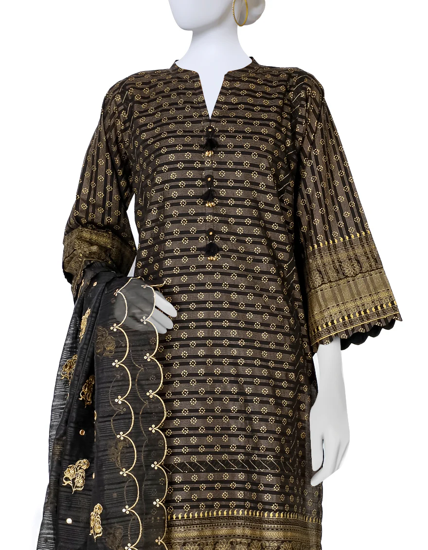 BLACK LAWN 3PC STITCHED | JLAWN-S-US-23-237/S SURGUR - Image 3