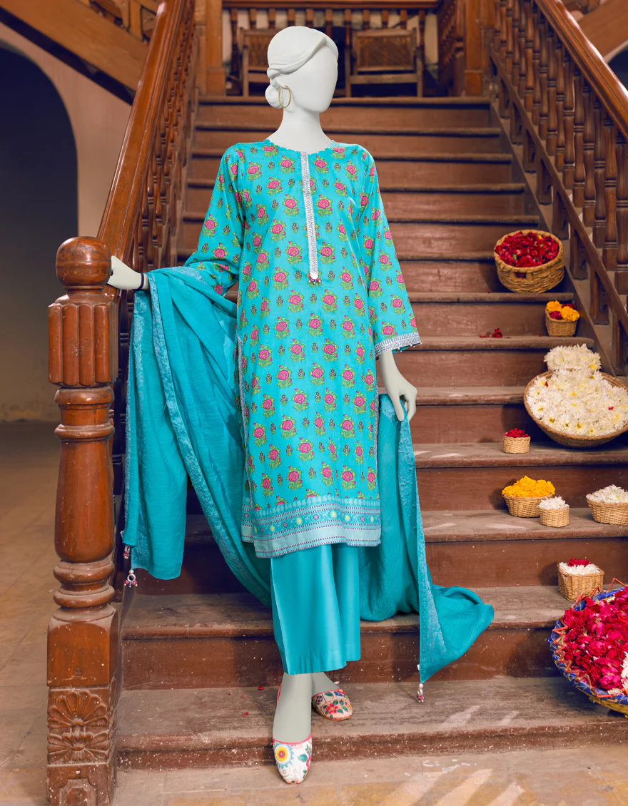 FEROZI LAWN 3PC UNSTITCHED | JLAWN-S-US-23-267 MOR BAGH