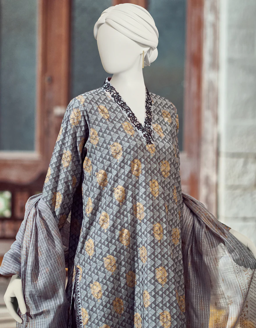BLACK & GREY LAWN 3PC UNSTITCHED | JLAWN-S-US-23-281 REEVA - Image 2