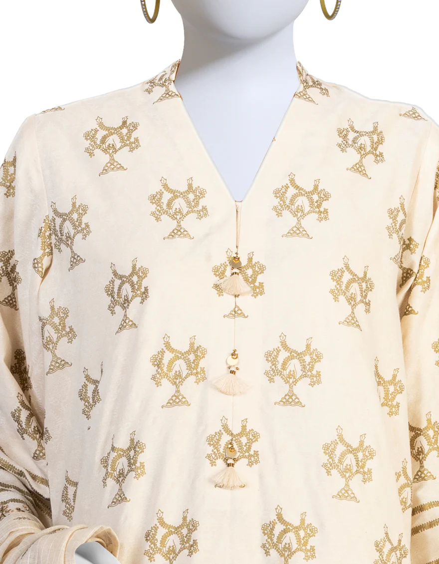 LIGHT BEIGE JACQUARD 3PC UNSTITCHED | JLAWN-S-US-23-282 MADRID - Image 3