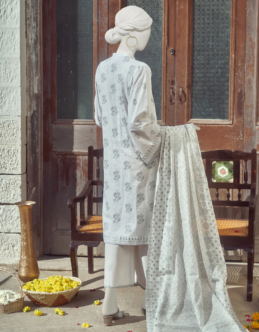 OFF WHITE LAWN 3PC UNSTITCHED | JLAWN-S-US-23-283 KHES - Image 2