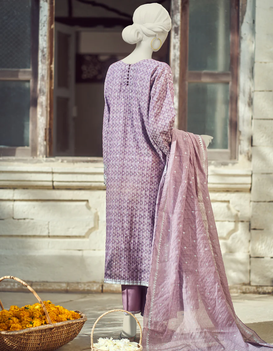 PURPLE LAWN 3PC UNSTITCHED | JLAWN-S-US-23-284 SUDE - Image 2