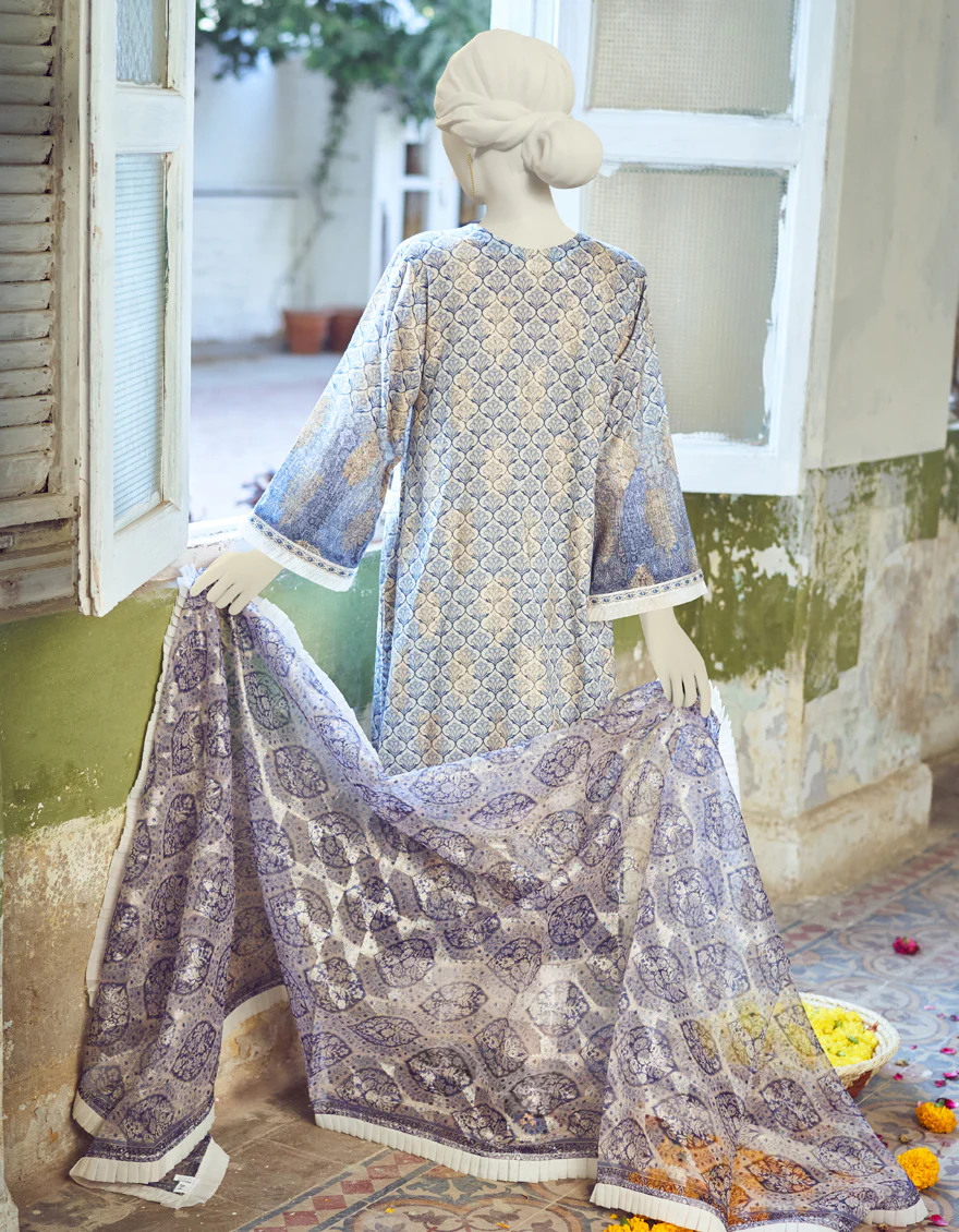 BLUE LAWN 3PC UNSTITCHED | JLAWN-S-US-23-298 NEEL - Image 2