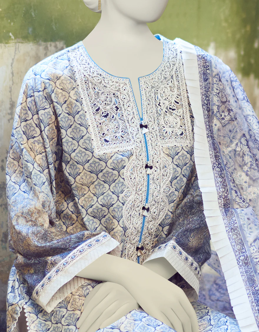 BLUE LAWN 3PC UNSTITCHED | JLAWN-S-US-23-298 NEEL - Image 3