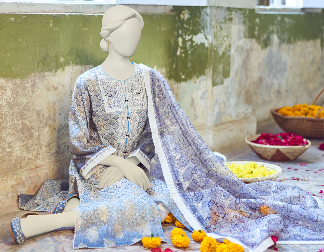 BLUE LAWN 3PC UNSTITCHED | JLAWN-S-US-23-298 NEEL - Image 4