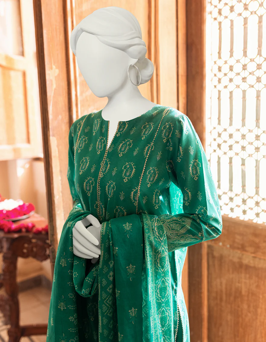 GREEN LAWN 3PC UNSTITCHED | JLAWN-S-US-23-335 CHANDINI - Image 3