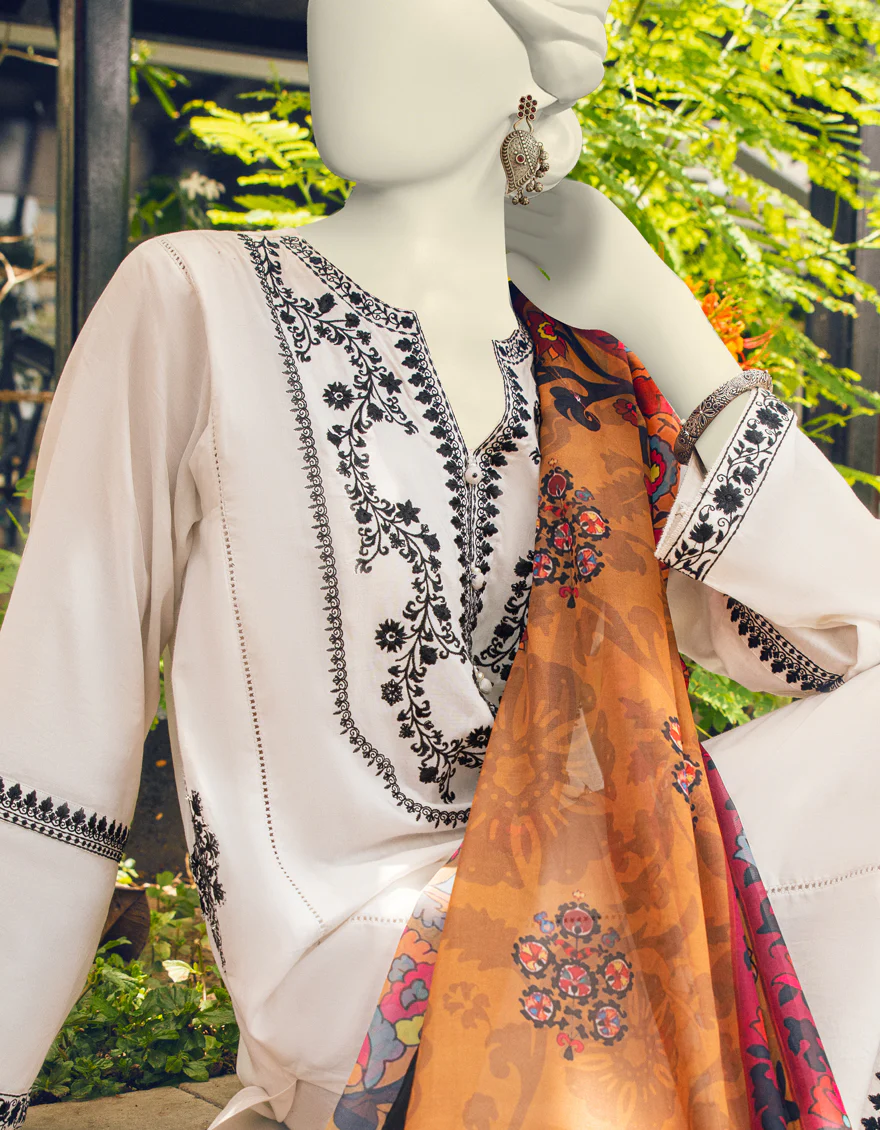 WHITE 3PC STITCHED | JLAWN-S-US-23-375/S MONOCHROME-1 - Image 3