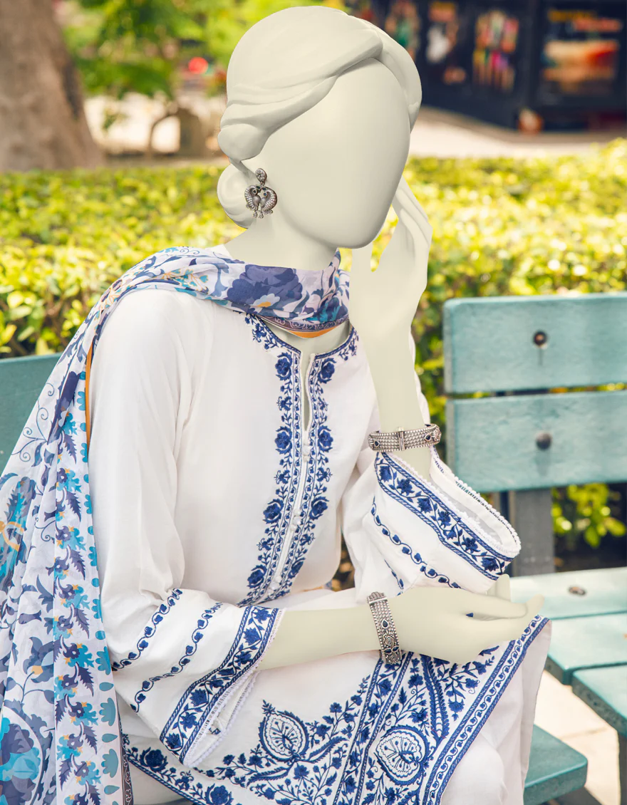WHITE 3PC STITCHED | JLAWN-S-US-23-376/S MONOCHROME-2 - Image 2