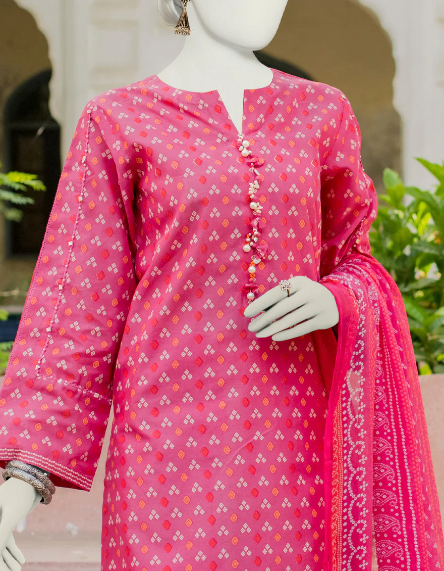 PINK 3PC UNSTITCHED | JLAWN-S-US-23-406 RANG - Image 3