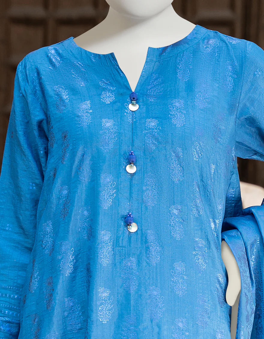 BLUE 3PC UNSTITCHED | JLAWN-S-US-23-407 CORENTINE - Image 2