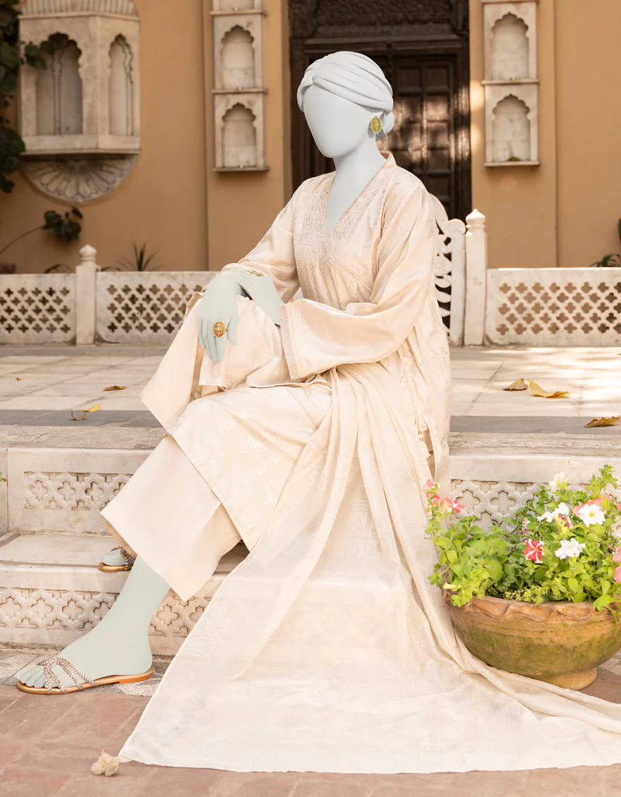 OFF WHITE RAW SILK 3PC STITCHED | JLAWN-S-US-23-409/S GAEL - Image 2