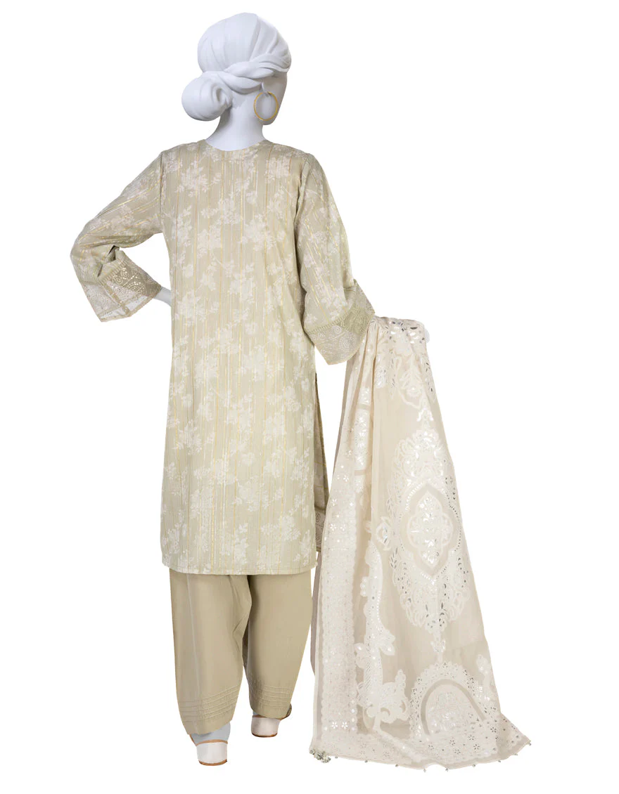 SAGE GREEN 3PC STITCHED | JLAWN-S-US-23-414/S NAZM E ZARI-1 - Image 2