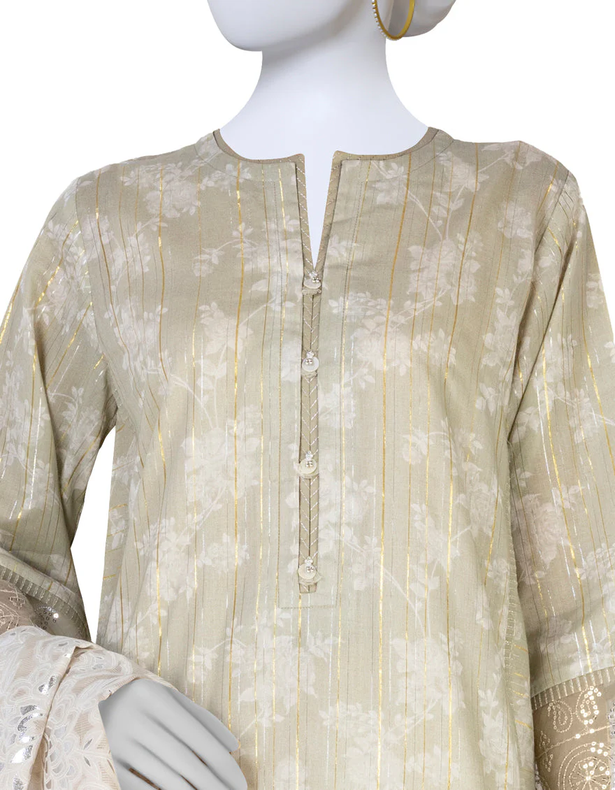 SAGE GREEN 3PC STITCHED | JLAWN-S-US-23-414/S NAZM E ZARI-1 - Image 3