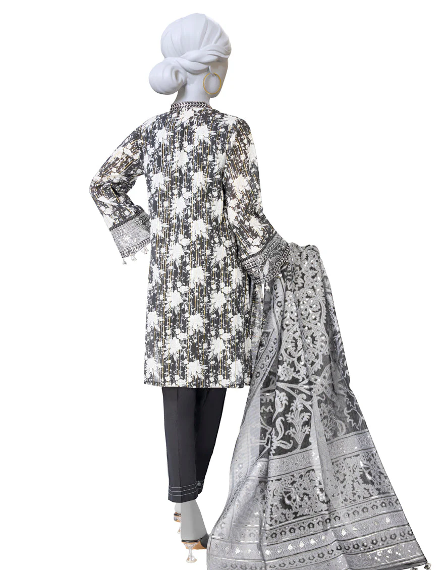 BLACK 3PC STITCHED | JLAWN-S-US-23-415/S NAZM E ZARI-2 - Image 2