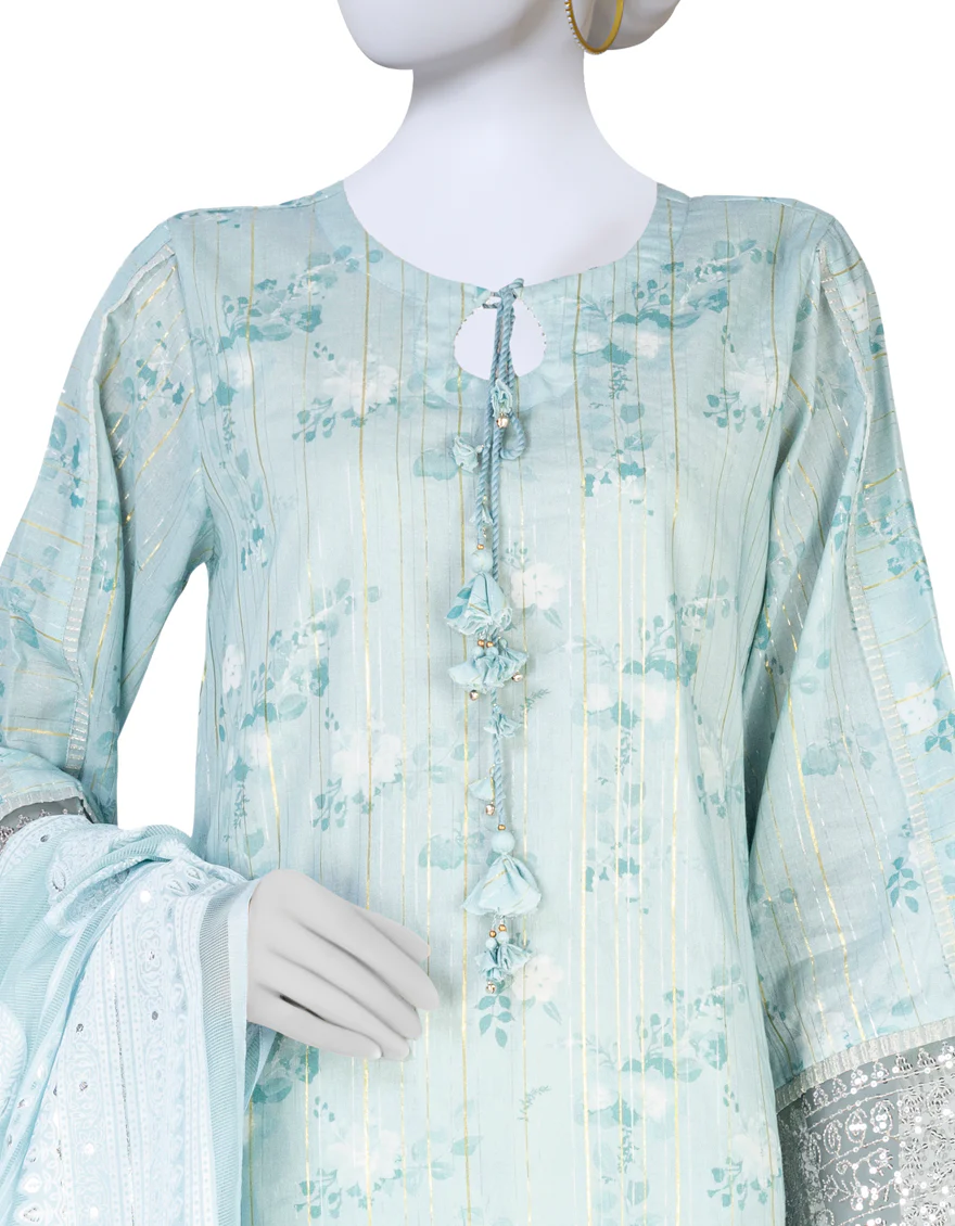 LIGHT BLUE LAWN 3PC UNSTITCHED | JLAWN-S-US-23-416 NAZM E ZARI-3 - Image 3