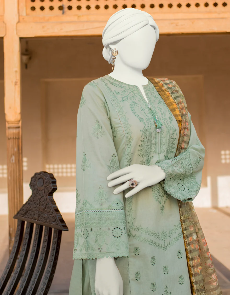 SAGE GREEN LAWN 3PC UNSTITCHED | JLAWN-S-US-23-417 GULBAHAR-ALIF - Image 3