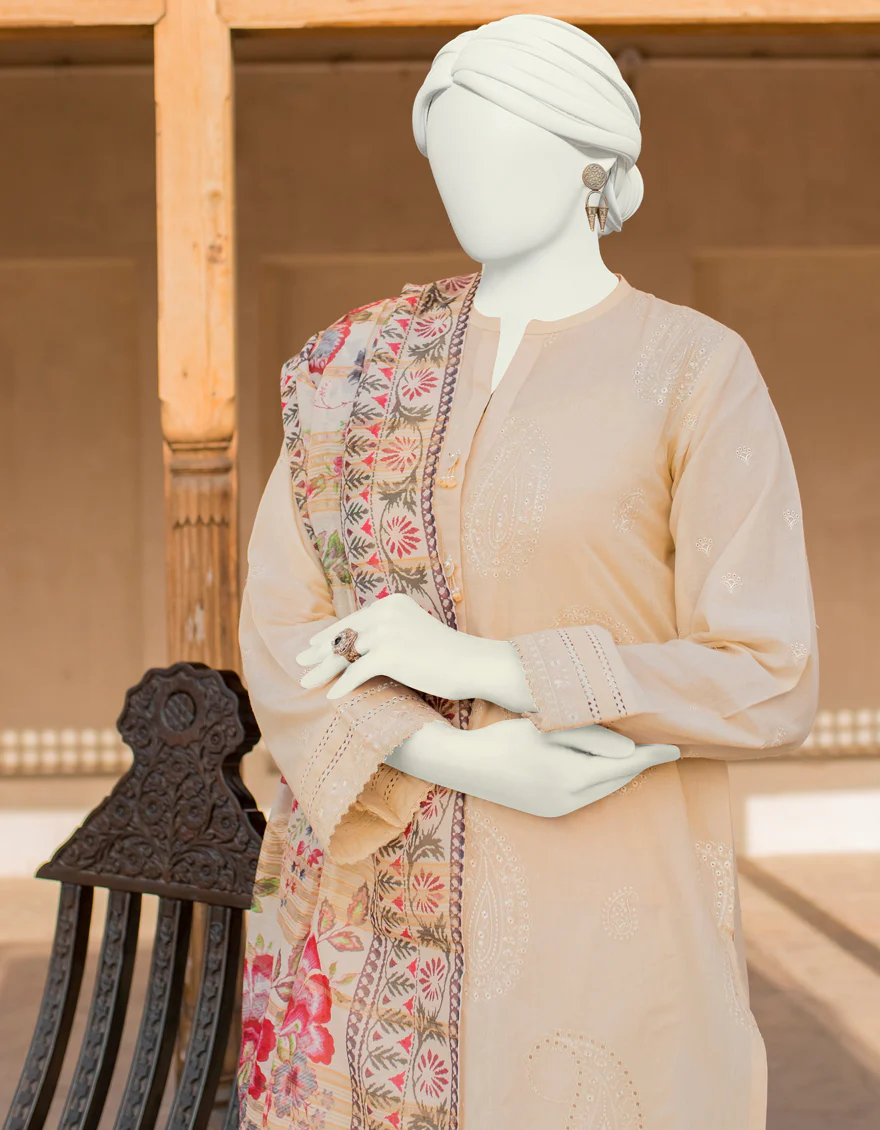 BEIGE 3PC UNSTITCHED | JLAWN-S-US-23-419 GULBAHAR-PAY - Image 3