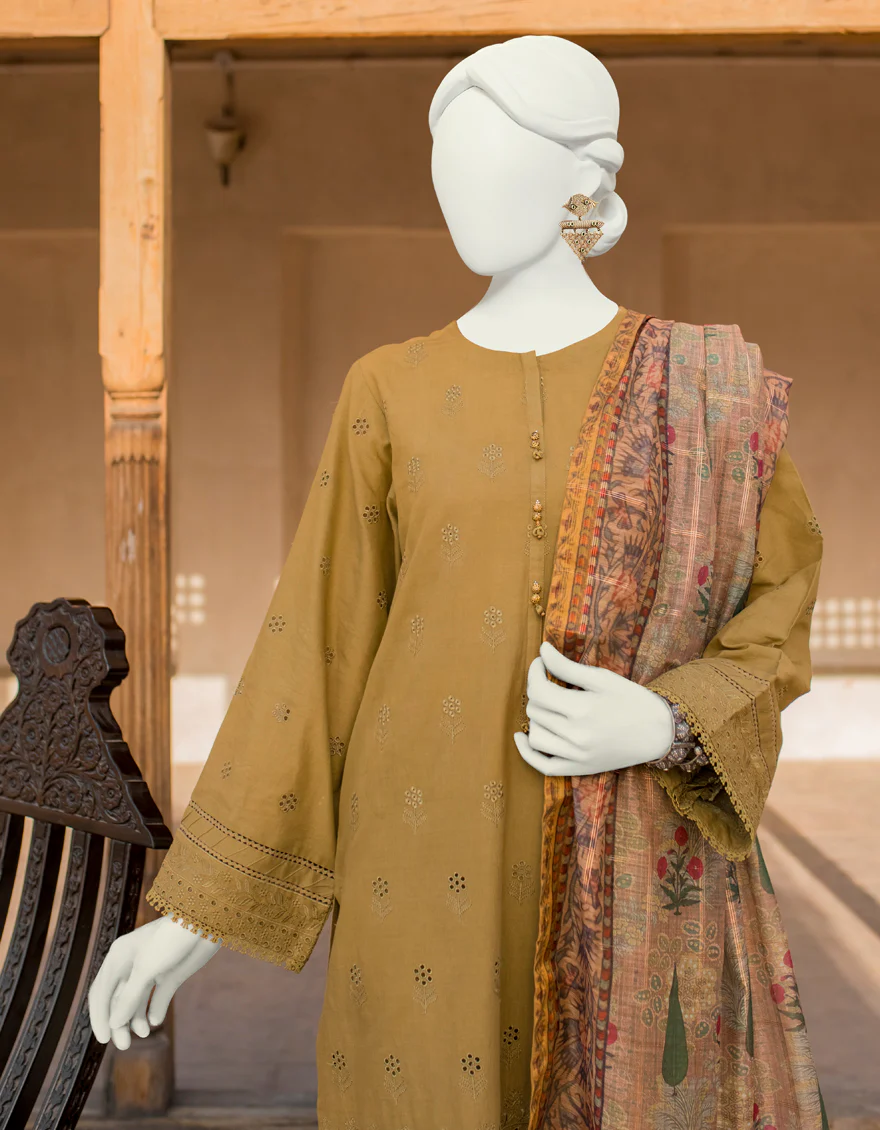 OLIVE LAWN 3PC UNSTITCHED | JLAWN-S-US-23-420 GULBAHAR-TAY - Image 3