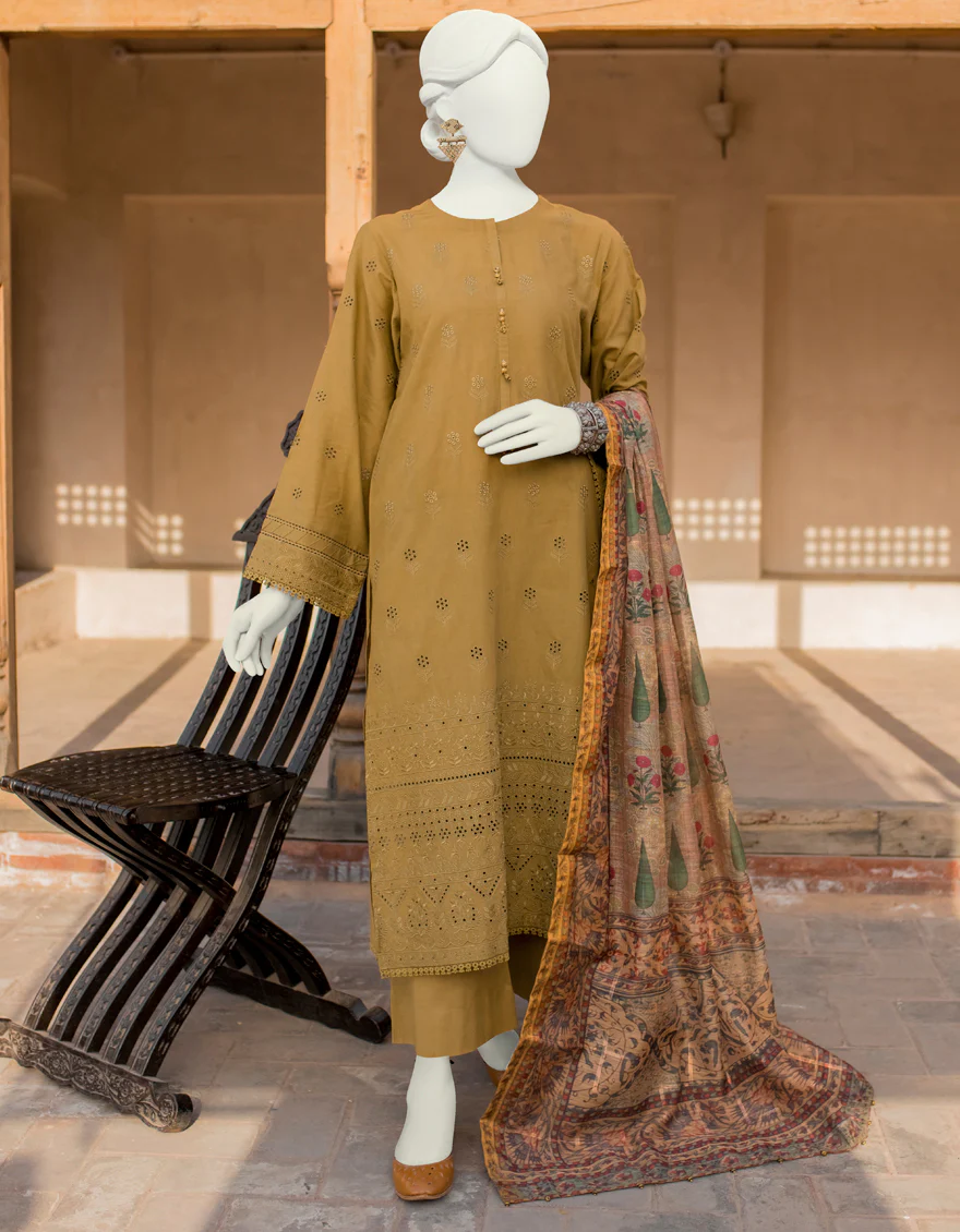 OLIVE LAWN 3PC STITCHED | JLAWN-S-US-23-420/S GULBAHAR-TAY