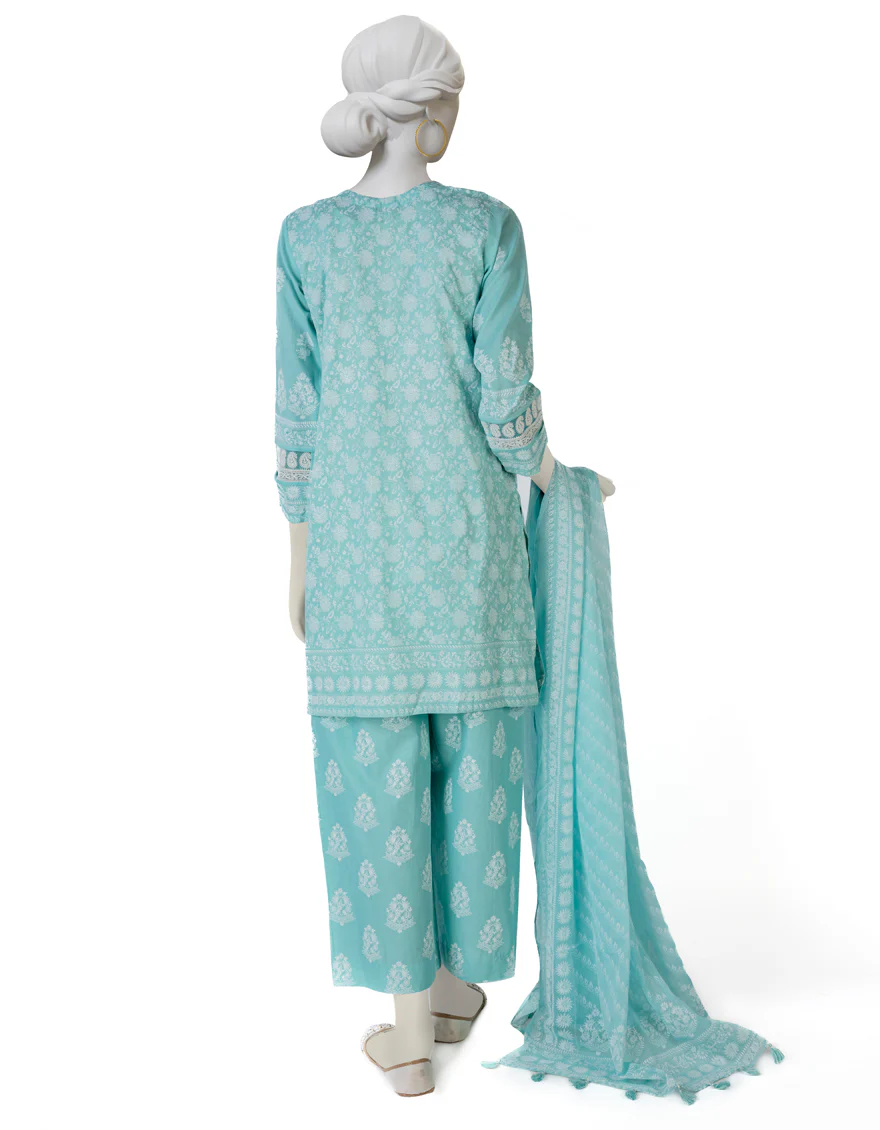 TURQUOISE LAWN 3PC STITCHED | JLAWN-S-US-23-424/S KANTHA KARI-1 - Image 2