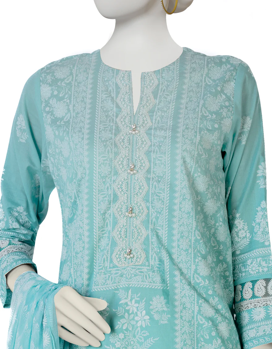 TURQUOISE LAWN 3PC STITCHED | JLAWN-S-US-23-424/S KANTHA KARI-1 - Image 3