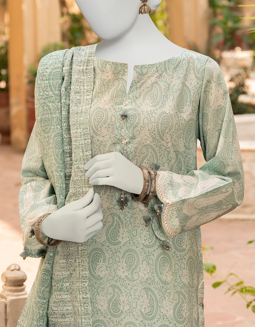 LIME GREEN 3PC UNSTITCHED | JLAWN-S-US-23-435 SUBH-NAU-5 - Image 2