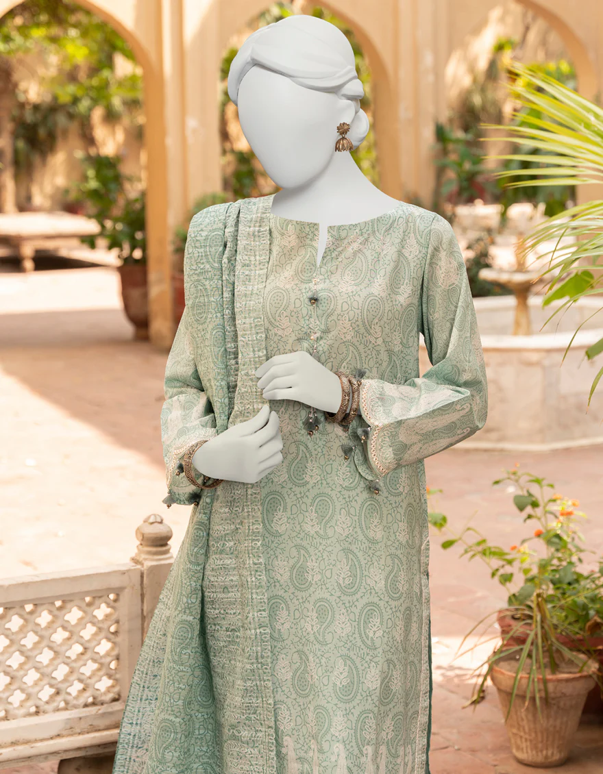 LIME GREEN 3PC UNSTITCHED | JLAWN-S-US-23-435 SUBH-NAU-5 - Image 3