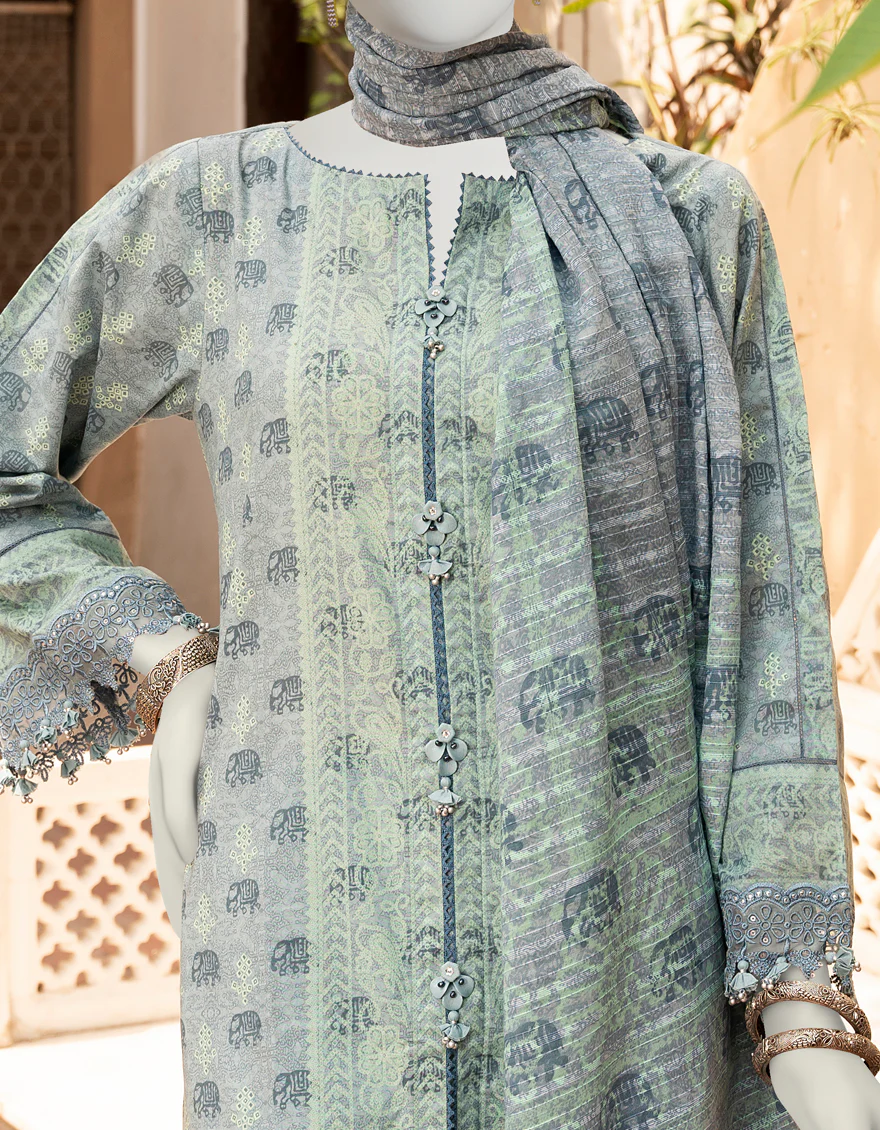 GREY 3PC UNSTITCHED | JLAWN-S-US-23-437 SUBH-NAU-7 - Image 2