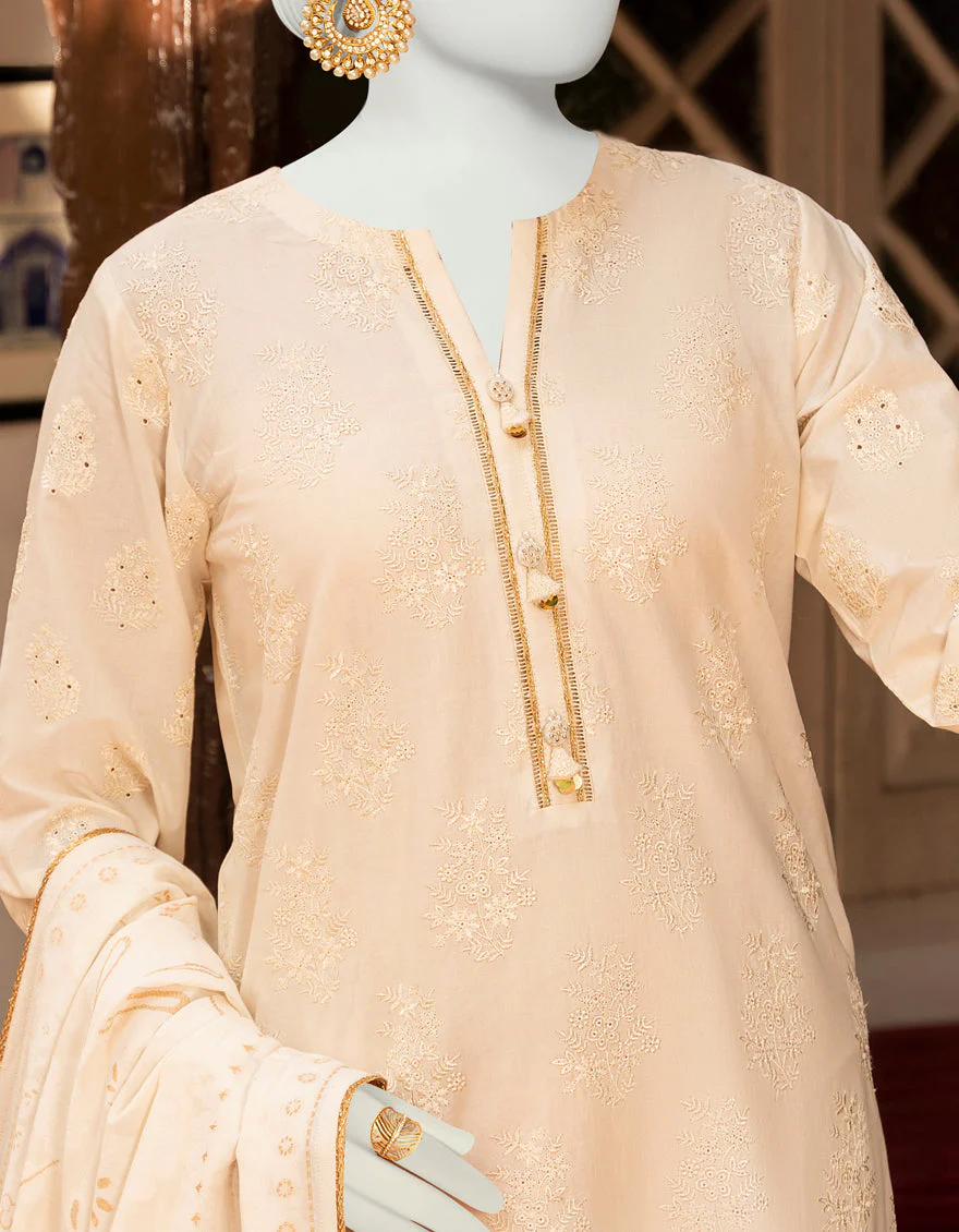 OFF WHITE 3PC UNSTITCHED | JLAWN-S-US-23-440 GAUHAR-2 - Image 3