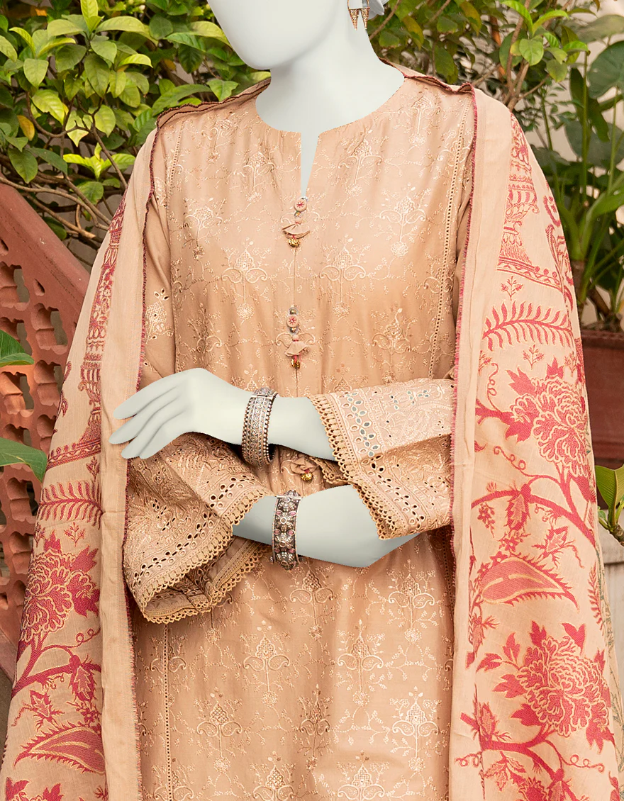 BEIGE 3PC UNSTITCHED | JLAWN-S-US-23-442 GAUHAR-4 - Image 2