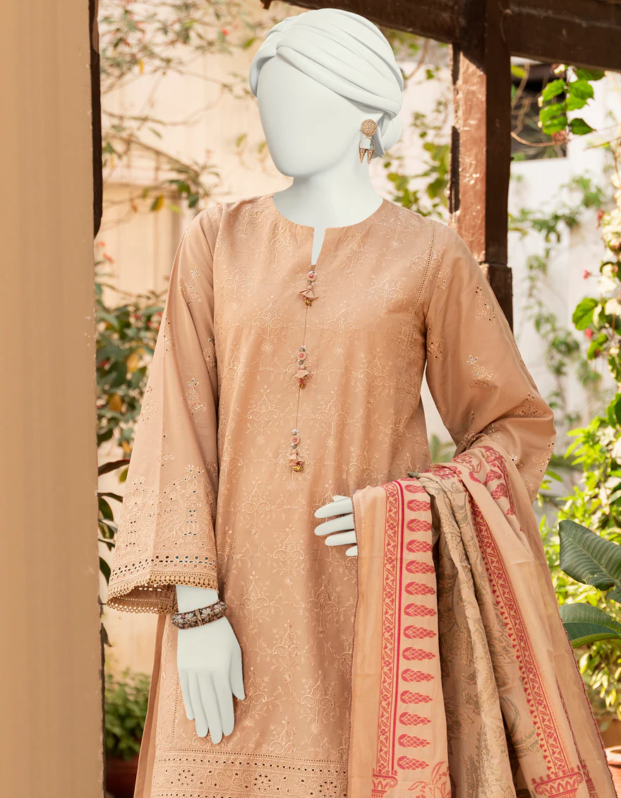 BEIGE 3PC UNSTITCHED | JLAWN-S-US-23-442 GAUHAR-4 - Image 3