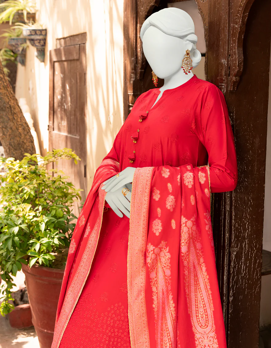 RED 3PC UNSTITCHED | JLAWN-S-US-23-443 GAUHAR-5 - Image 3