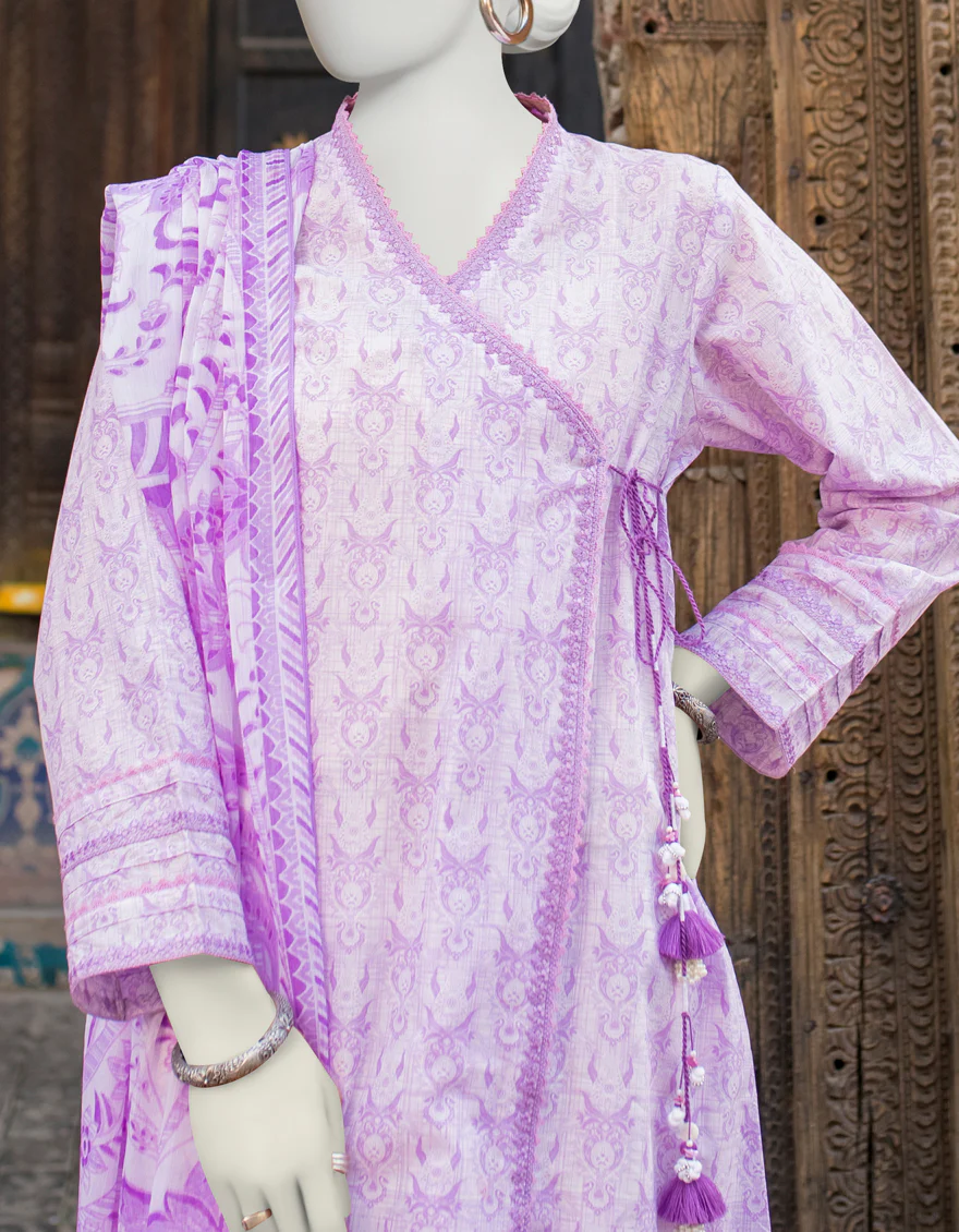 LIGHT PURPLE LAWN 3PC UNSTITCHED | JLAWN-S-US-23-455 RIWAYAT-1 - Image 2