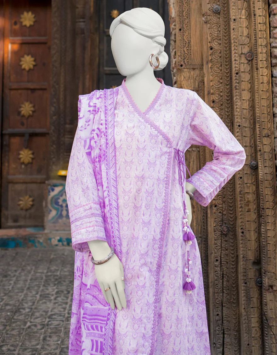 LIGHT PURPLE LAWN 3PC UNSTITCHED | JLAWN-S-US-23-455 RIWAYAT-1 - Image 3