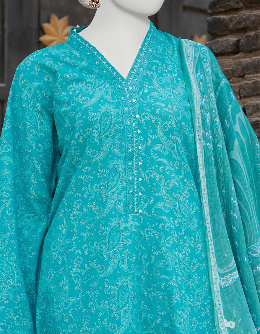 SEA GREEN 3PC UNSTITCHED | JLAWN-S-US-23-458 RIWAYAT-4 - Image 2